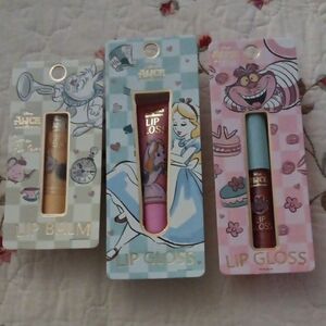 Disney Alice in Wonderland Lip Balm and Gloss Set - Blue, Pink, Gold